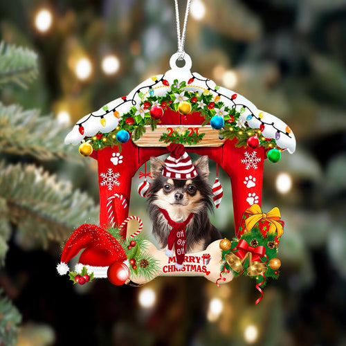 Godmerch- Ornament- Chihuahua 4-Christmas House Two Sided Ornament, Happy Christmas Ornament, Car Ornament