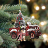 Godmerch- Ornament- Chihuahua 4-Christmas Truck Two Sided Ornament, Happy Christmas Ornament, Car Ornament