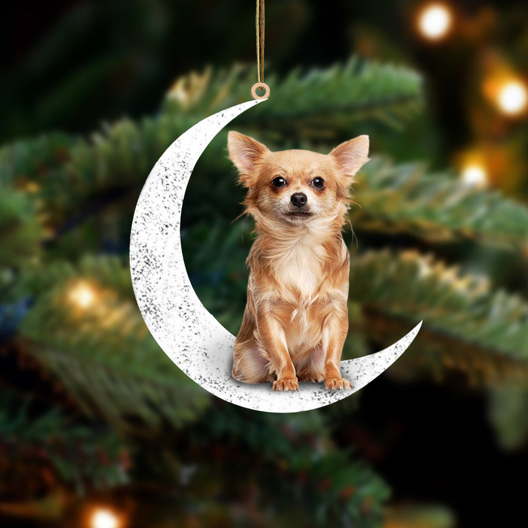 Chihuahua 4 Sit On The Moon Two Sided Ornament Dog Hanging Christmas Ornament