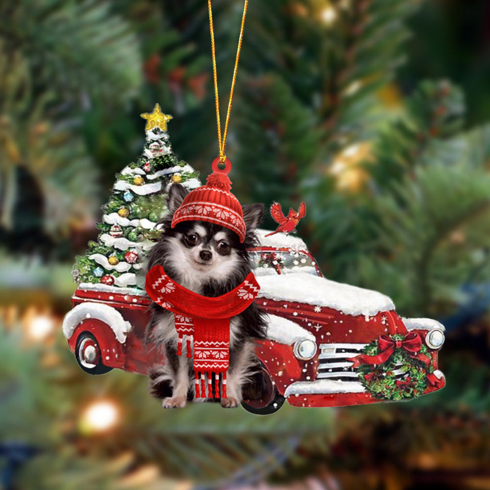 Godmerch- Ornament- Chihuahua 6-Christmas Car Two Sided Ornament, Happy Christmas Ornament, Car Ornament