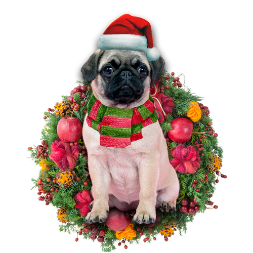 Godmerch- Ornament- Chihuahua Pug Christmas Ornament, Happy Christmas Ornament, Car Ornament