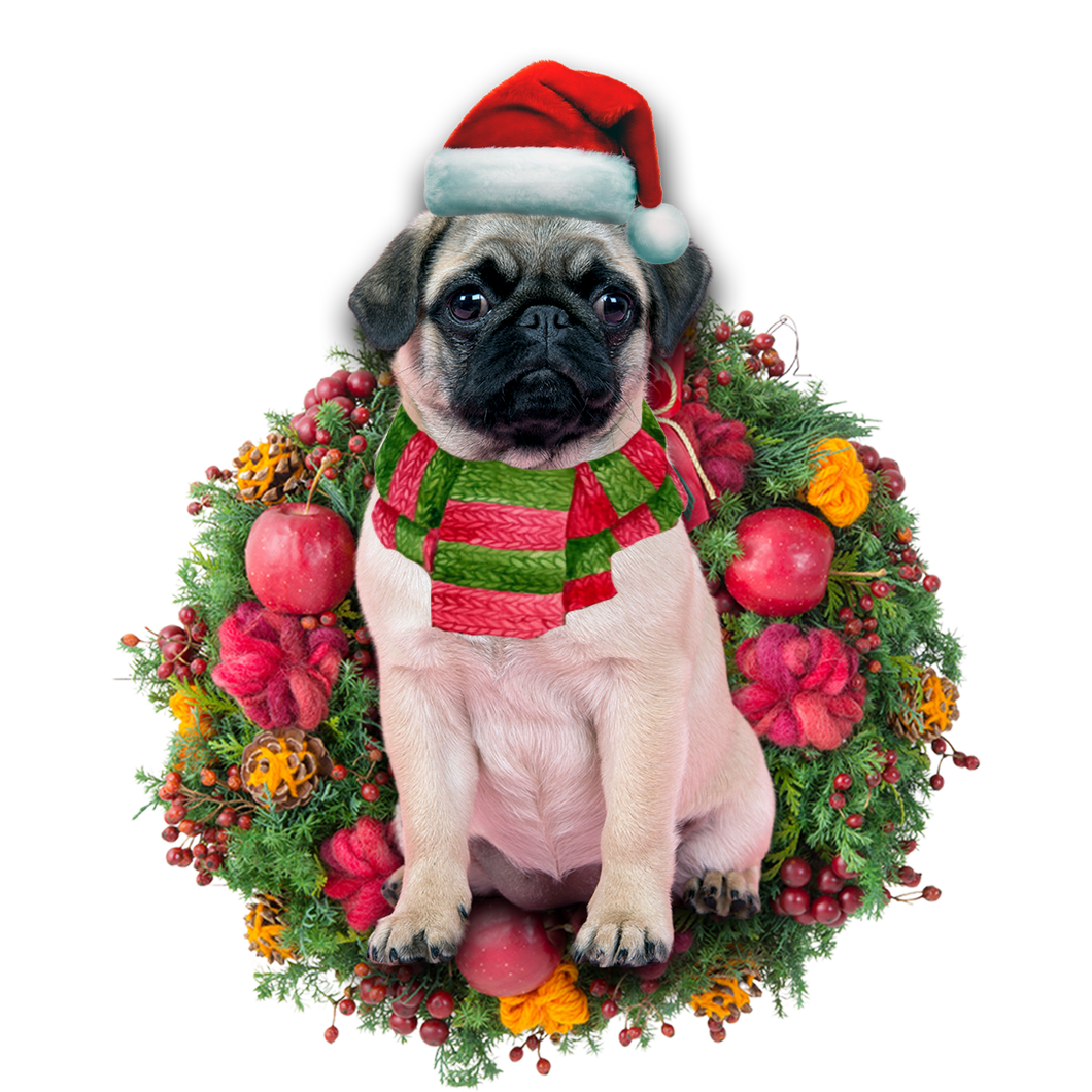 Godmerch- Ornament- Chihuahua Pug Christmas Ornament, Happy Christmas Ornament, Car Ornament