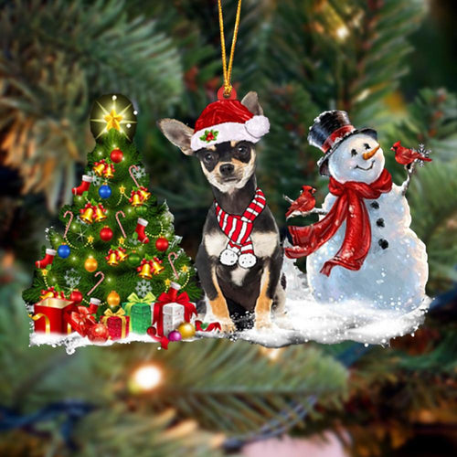 Godmerch- Ornament- Chihuahua Christmas Snow Hanging Ornament Dog Ornament, Car Ornament, Christmas Ornament