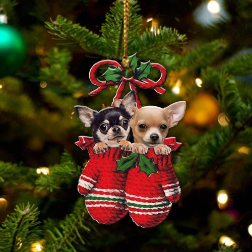 Chihuahuas Inside Your Gloves Christmas Holiday-Two Sided Ornament Christmas 2022 Ornament Gift