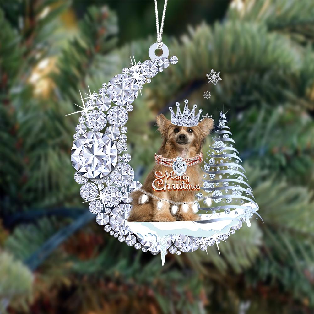 Chinese Crested Diamond Moon Merry Christmas Ornament Dog Ornaments