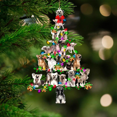 Chinese Crested Dog-Christmas Tree Lights-Two Sided Ornament