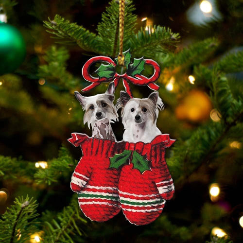 Chinese Crested Inside Your Gloves Christmas Holiday-Two Sided Ornament Christmas 2022 Ornament Gift