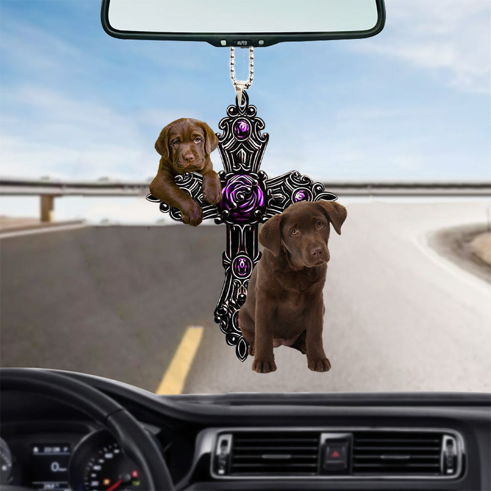 Chocolate Labrador Pray For God Car Hanging Ornament Dog Pray For God Ornament Godmerch