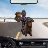 Chocolate Labrador Pray For God Car Hanging Ornament Dog Pray For God Ornament Godmerch