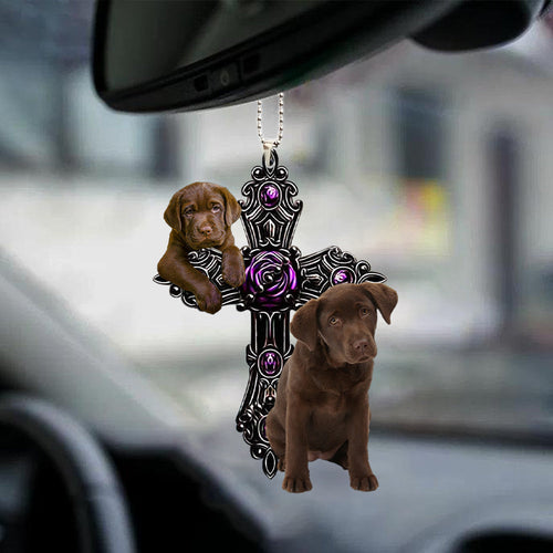Chocolate Labrador Pray For God Car Hanging Ornament Dog Pray For God Ornament Godmerch