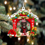 Ornament- Chocolate Labrador 2-Christmas House Two Sided Ornament, Happy Christmas Ornament, Car Ornament