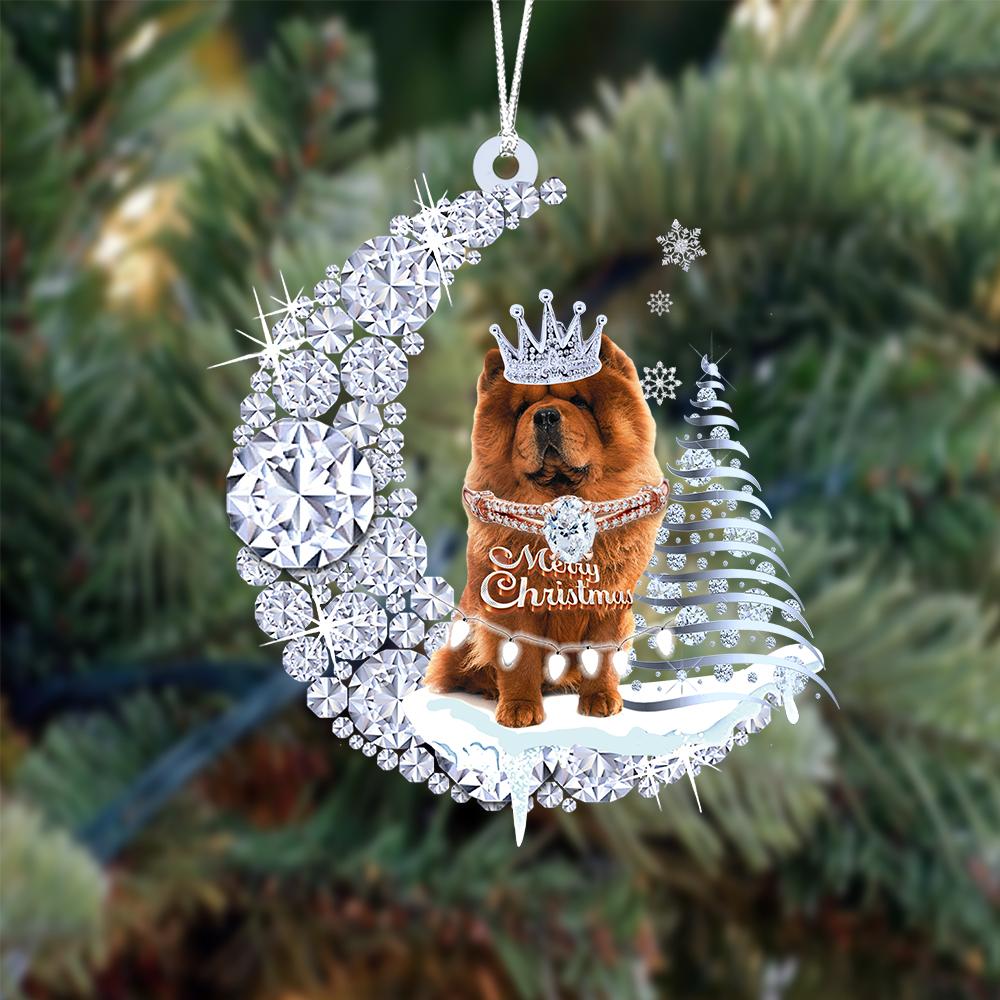 Chow Chow Diamond Moon Merry Christmas Ornament Christmas Gift For Dog Lover