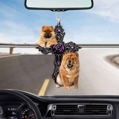 Chow Chow Pray For God Car Hanging Ornament Dog Pray For God Ornament Godmerch