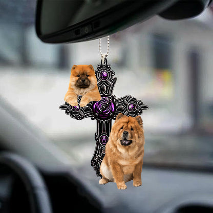Chow Chow Pray For God Car Hanging Ornament Dog Pray For God Ornament Godmerch