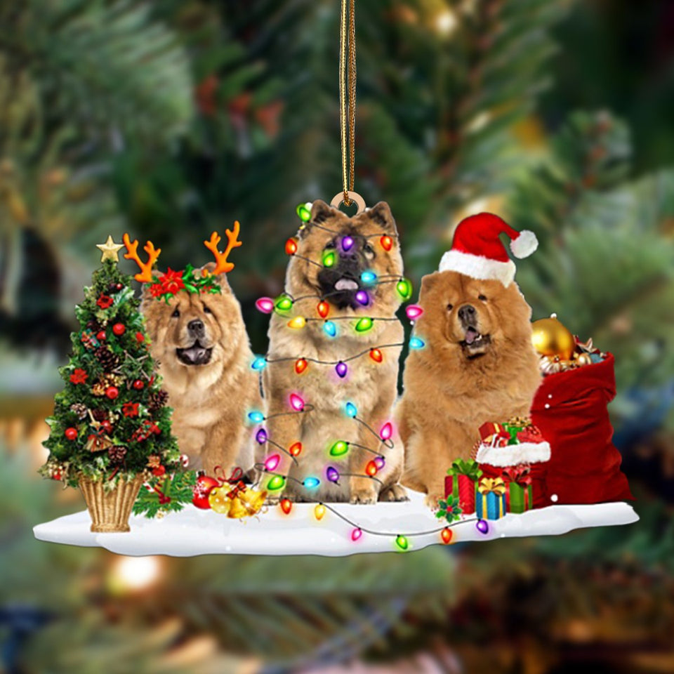 Godmerch- Ornament- Chow Chow-Christmas Dog Friends Hanging Ornament, Happy Christmas Ornament, Car Ornament