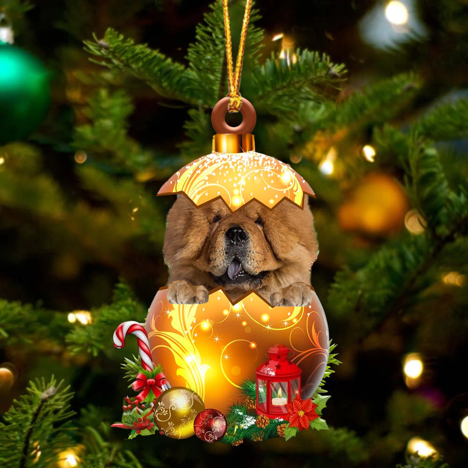 Chow Chow In Golden Egg Christmas Ornament