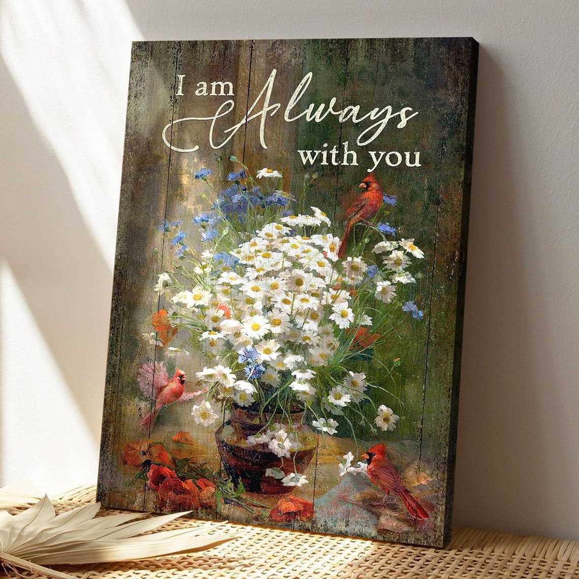 Christian Canvas Wall Art - Beautiful Cardinal - I Am Always With You - Matte Canvas