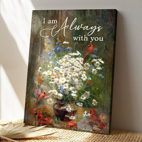 Christian Canvas Wall Art - Beautiful Cardinal - I Am Always With You - Matte Canvas