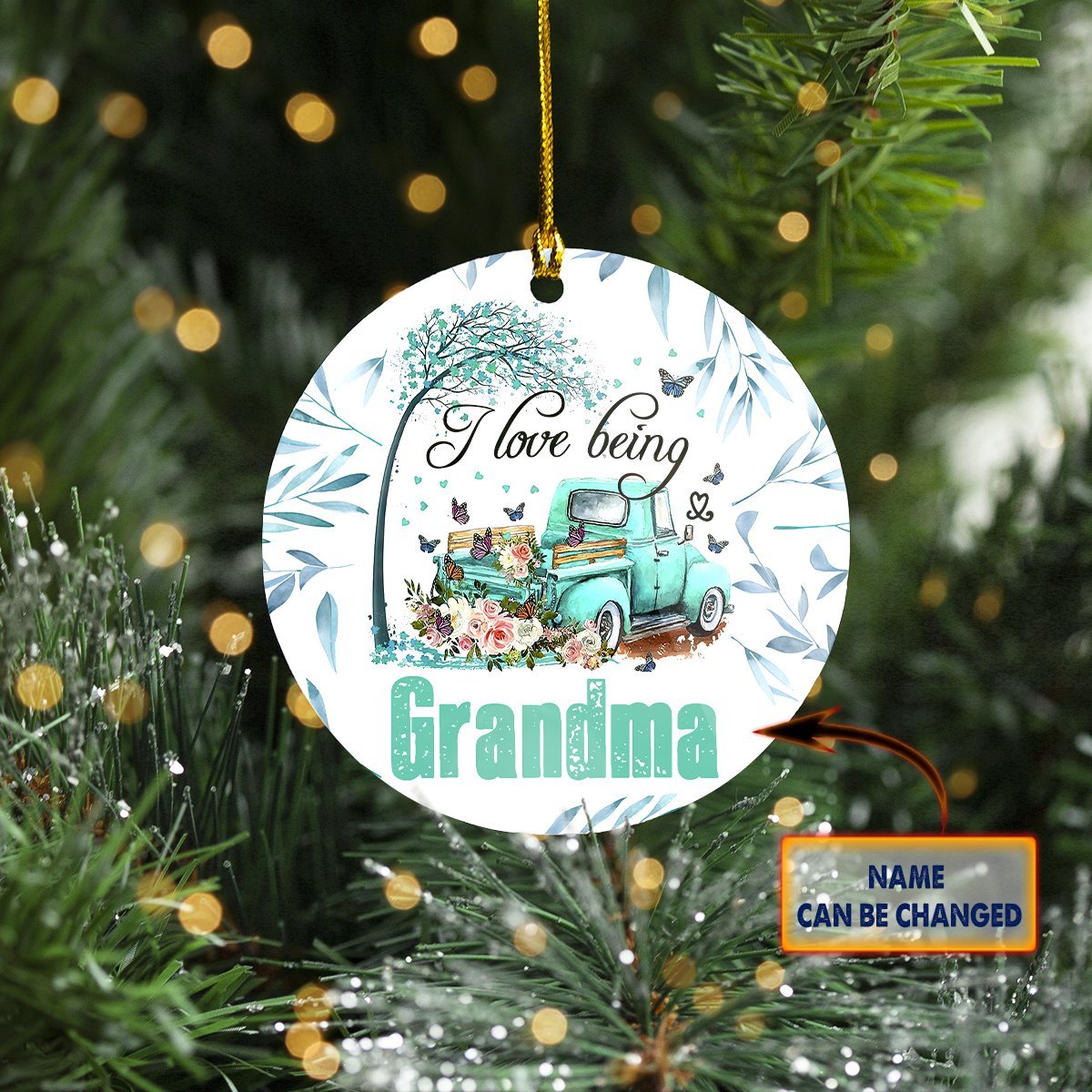 QB95 - Custom Circle Ornament - GRANDMA 47 Car Ornament