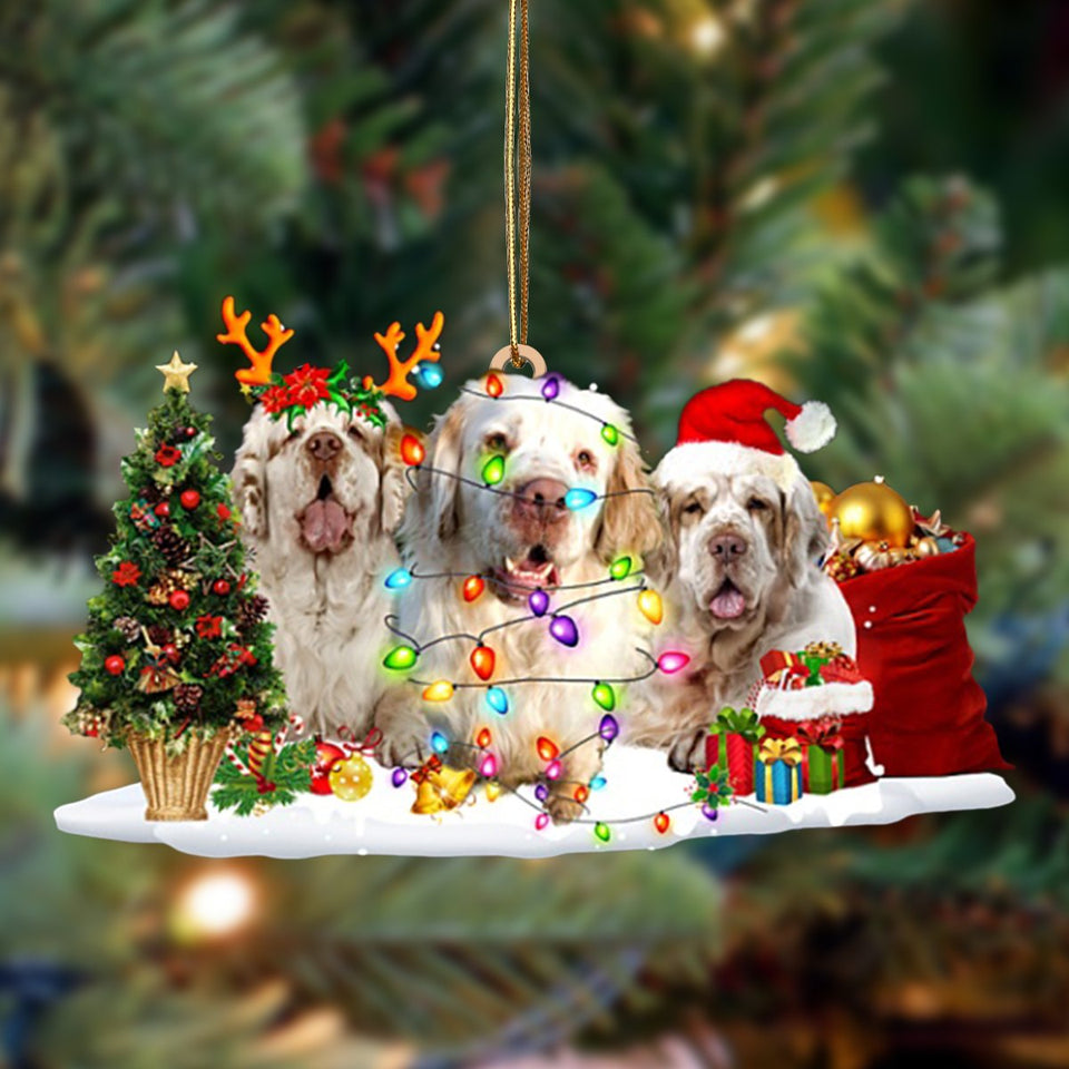 Ornament- Clumber Spaniel-Christmas Dog Friends Hanging Ornament, Happy Christmas Ornament, Car Ornament