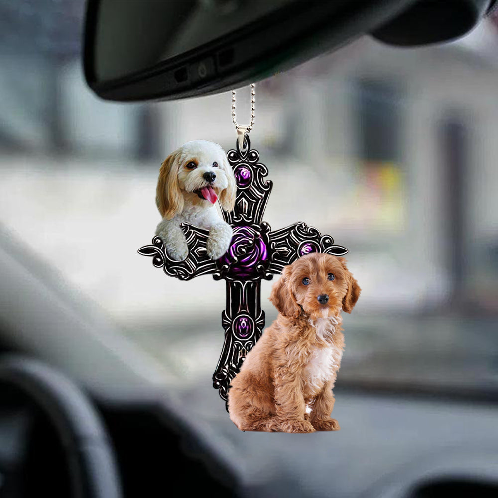 Cockapoo Pray For God Car Hanging Ornament Dog Pray For God Ornament Godmerch