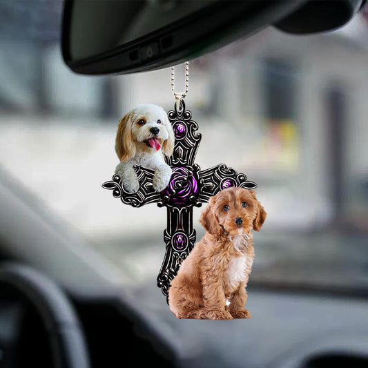 Cockapoo Pray For God Car Hanging Ornament Dog Pray For God Ornament Godmerch