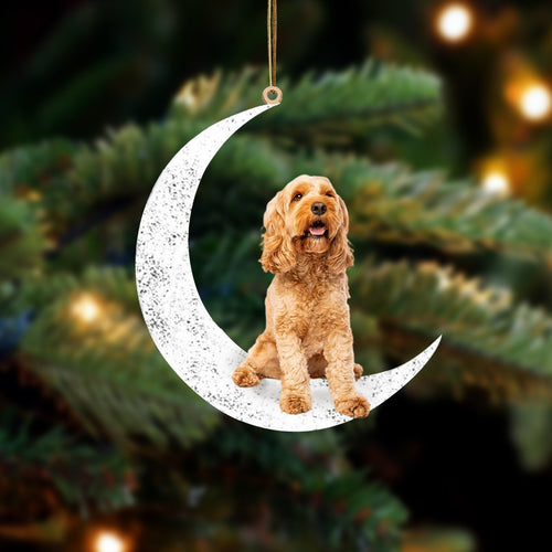 Cool Cockapoo Sit On The Moon Two Sided Ornament Dog Hanging Christmas Ornament