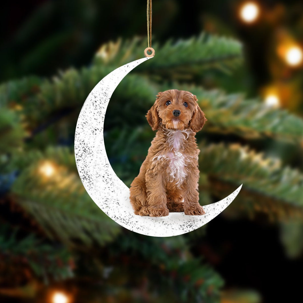 Cockapoo 2 Sit On The Moon Two Sided Ornament Dog Hanging Christmas Ornament