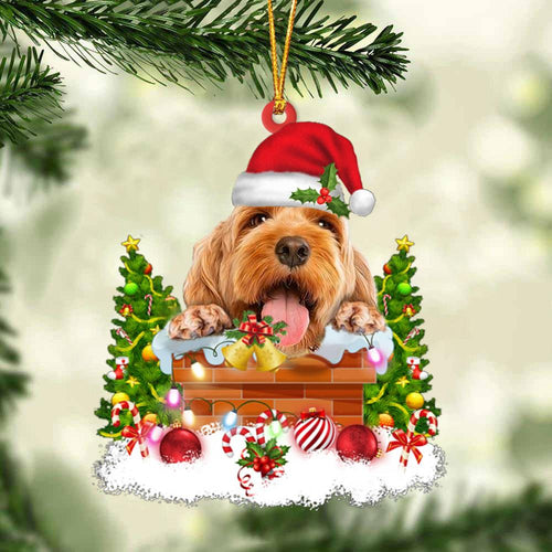 Cockapoo In The Chimney Hanging Ornament Dog Christmas Ornament