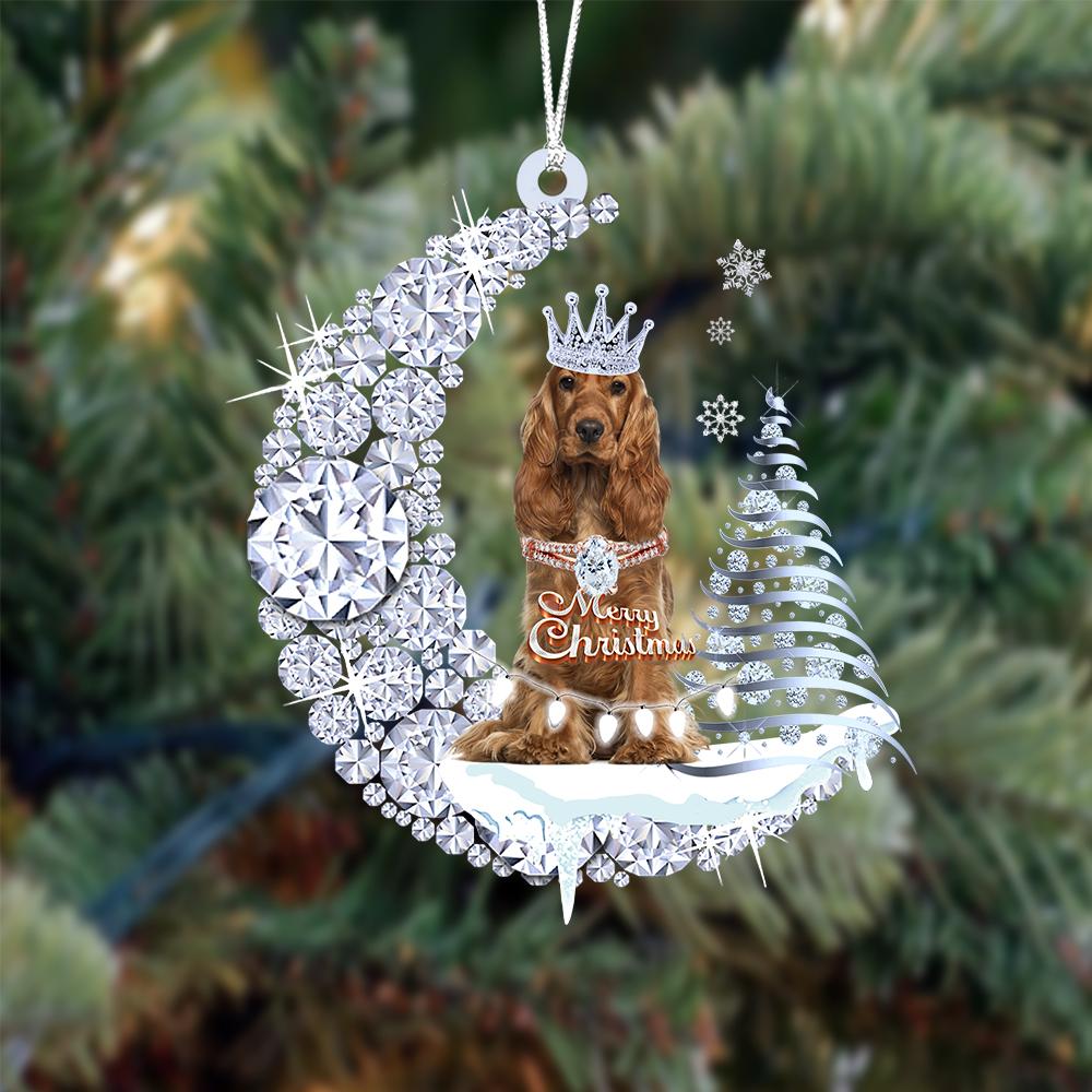 Cocker Spaniel Diamond Moon Merry Christmas Ornament Dog Ornament