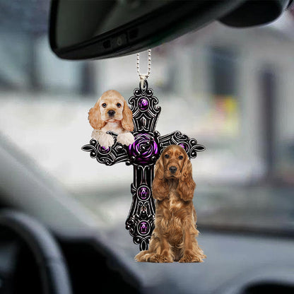Cocker Spaniel Pray For God Car Hanging Ornament Dog Pray For God Ornament Godmerch