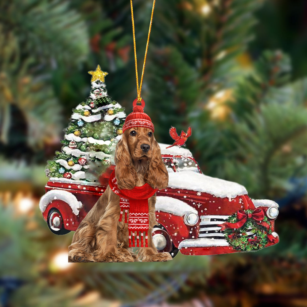 Godmerch- Ornament- Cocker Spaniel 2-Christmas Car Two Sided Ornament, Happy Christmas Ornament, Car Ornament