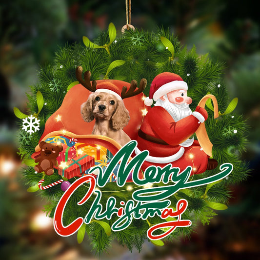 Godmerch- Ornament- Cocker Spaniel 2-Santa & dog Hanging Ornament, Happy Christmas Ornament, Car Ornament