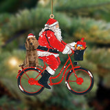 Santa Claus Riding A Bike With Cocker Spaniel (2)-Two Sided Ornament