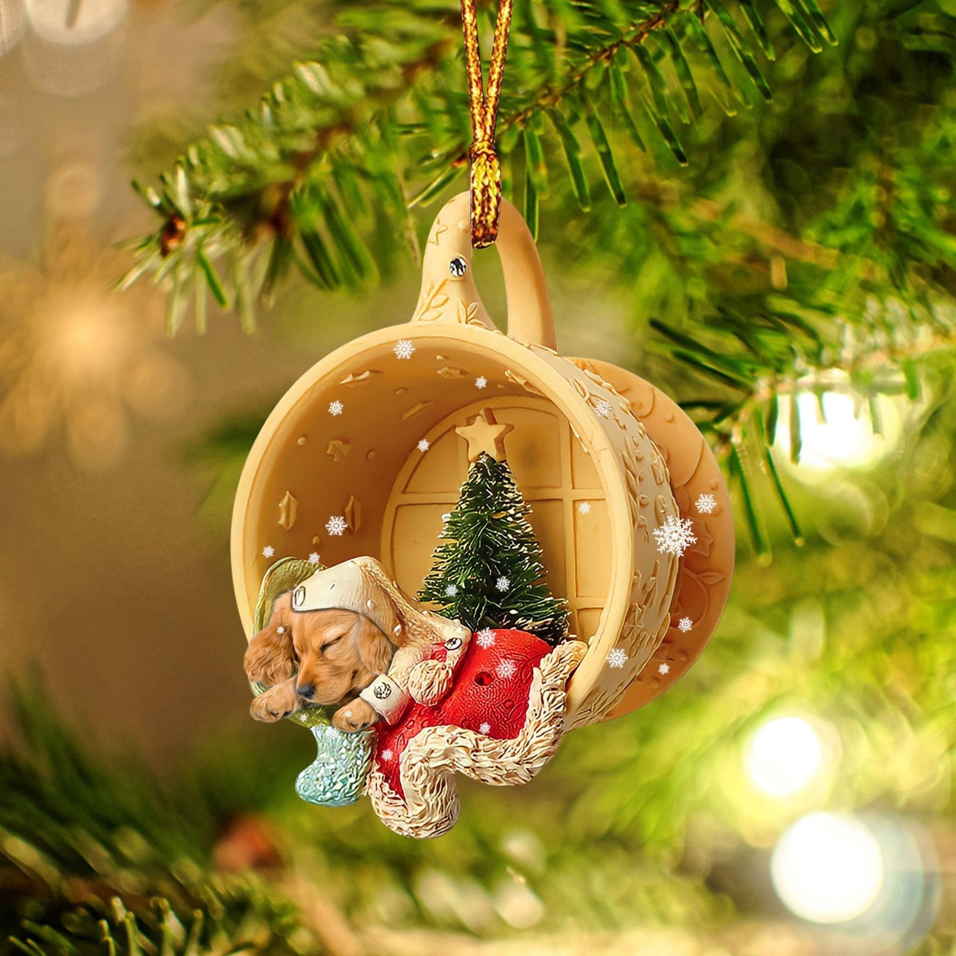 Godmerch Cocker Spaniel Sleeping In A Tiny Cup Christmas Holiday-Two Sided Ornament