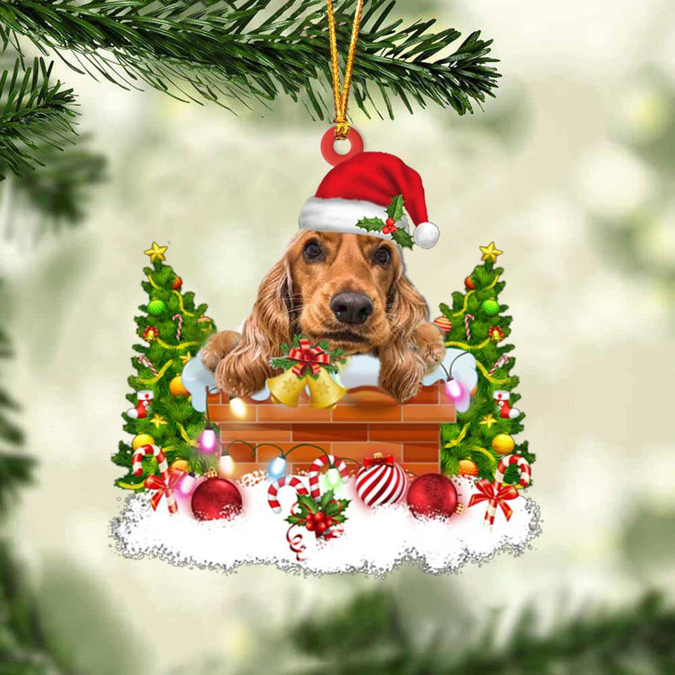 Cocker Spaniel In The Chimney Hanging Ornament Dog Christmas Ornament