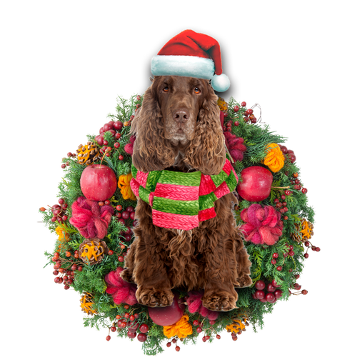Godmerch- Ornament- Cocker Spaniel Christmas Ornament, Happy Christmas Ornament, Car Ornament