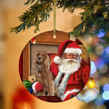 Godmerch- Ornament- Coker Spaniel With Santa Christmas Ornament, Happy Christmas Ornament, Car Ornament