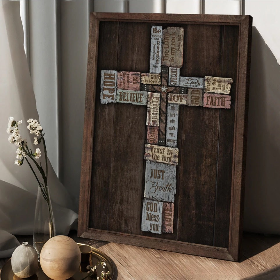 Colorful cross Jesus symbol Trust in the Lord - Matte Canvas