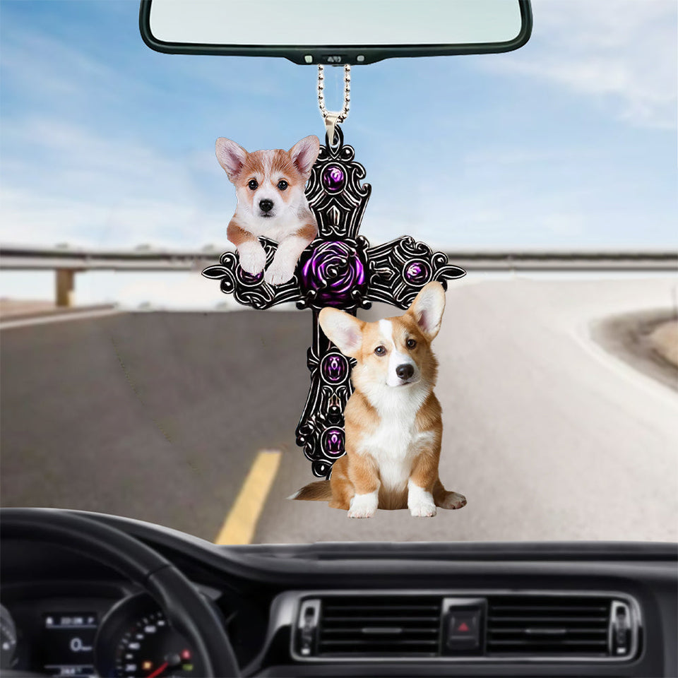 Corgi Pray For God Car Hanging Ornament Dog Pray For God Ornament Godmerch