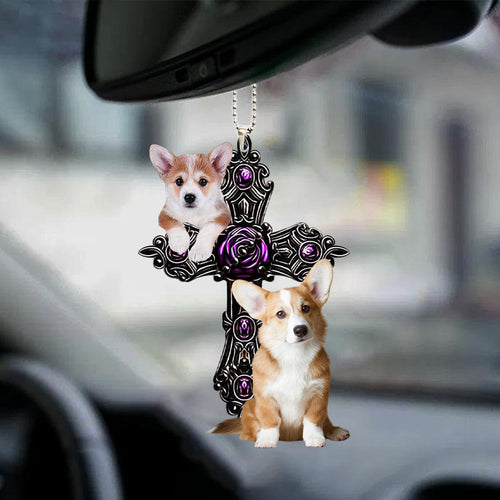 Corgi Pray For God Car Hanging Ornament Dog Pray For God Ornament Godmerch