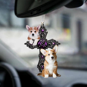Corgi Pray For God Car Hanging Ornament Dog Pray For God Ornament Godmerch
