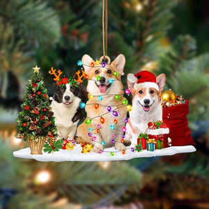 Corgi-Christmas Dog Friends Hanging Ornament