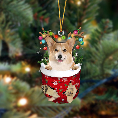Corgi-In Christmas Pocket Two Sides Ornament, Christmas Dog Hanging Ornament