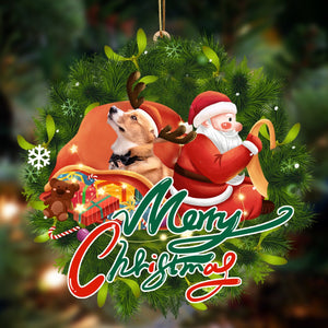 Godmerch- Ornament- Corgi-Santa & dog Hanging Ornament, Happy Christmas Ornament, Car Ornament