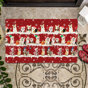 Corgi Snow Merry Christmas Doormat