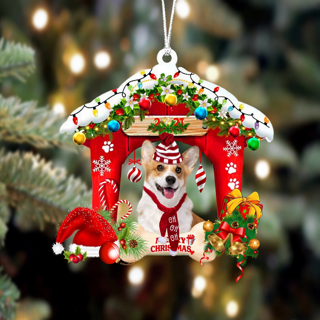 Godmerch- Ornament- Corgi 2-Christmas House Two Sided Ornament, Happy Christmas Ornament, Car Ornament
