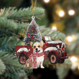 Godmerch- Ornament- Corgi 2-Christmas Truck Two Sided Ornament, Happy Christmas Ornament, Car Ornament