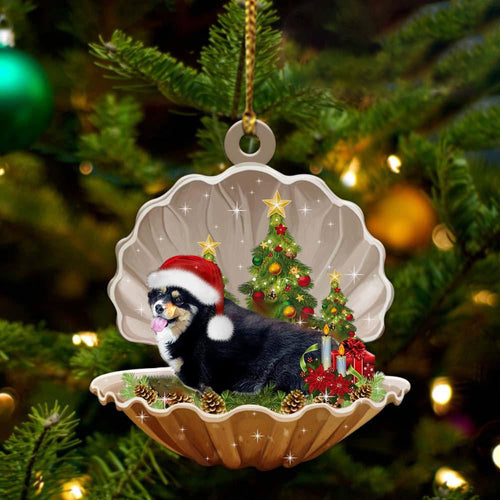 Ornament- Corgi2-Sleeping Pearl in Christmas Two Sided Ornament, Happy Christmas Ornament, Car Ornament