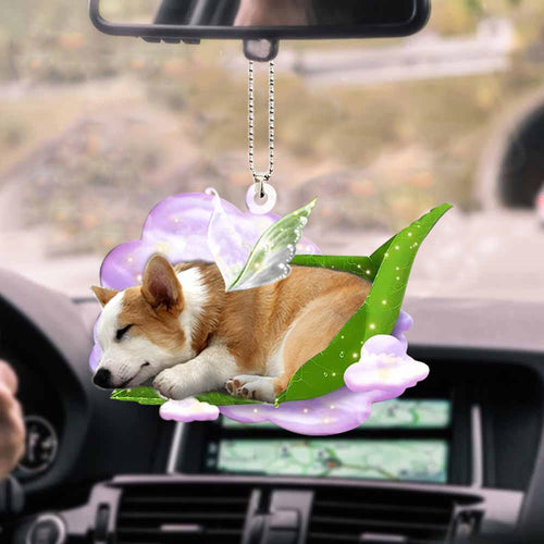 Corgi-Sleep On Fallen Leaves-Two Sided Ornament